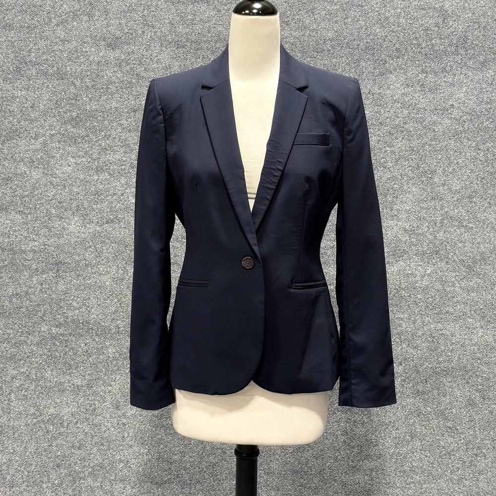 J Crew Blazer Womens 2 Navy 1035 Bi Stretch Wool Jacket Tollegno 1900 Tailored